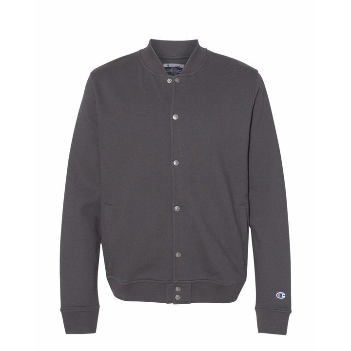 New Champion Mens 3XL Charcoal Gray Snap Up PolyCotton Athletic Bomber Jacket