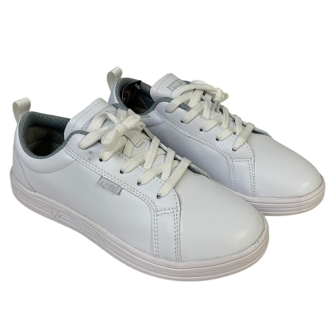 Womens Size 9 White Sneakers Lace Up Round Top Low Top Slip Resistant Work Shoes