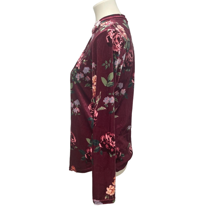 New No Boundaries Juniors Large 11/13 Long Sleeve Velour Soft Floral Blouse