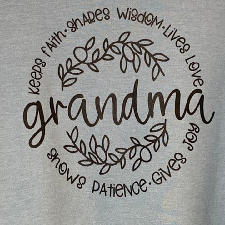 New Hand Printed Womens Medium Grandma Love Joy Patience Long Sleeve Sweatshirt