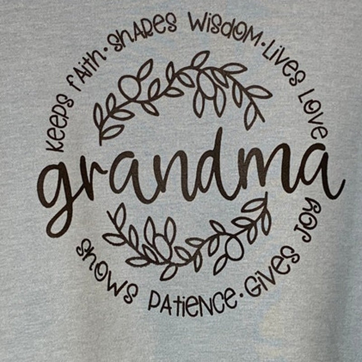 New Hand Printed Womens Medium Grandma Love Joy Patience Long Sleeve Sweatshirt