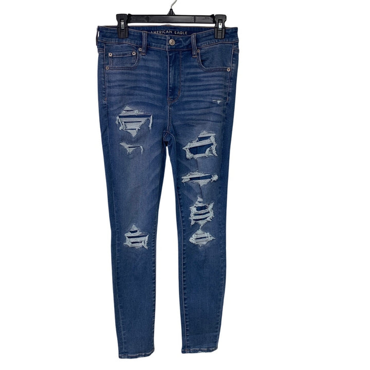 New American Eagle Womens Size 12 Distressed Ripped High Rise Denim Jeggings