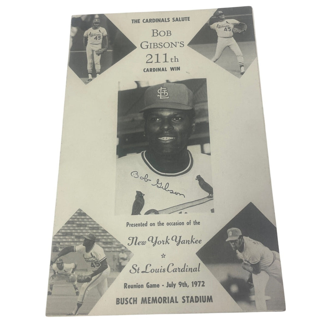 Vintage 1972 St Louis Baseball Cardinals Bob Gibson 211th Win Program and Photos