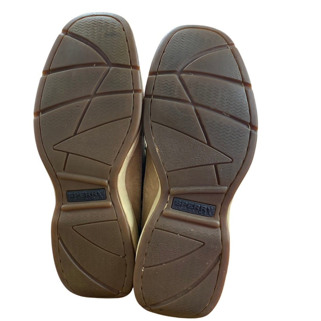 Sperry Top Sider Mens Size 9.5 Tan Genuine Leather Slide On Loafer Boat Shoes
