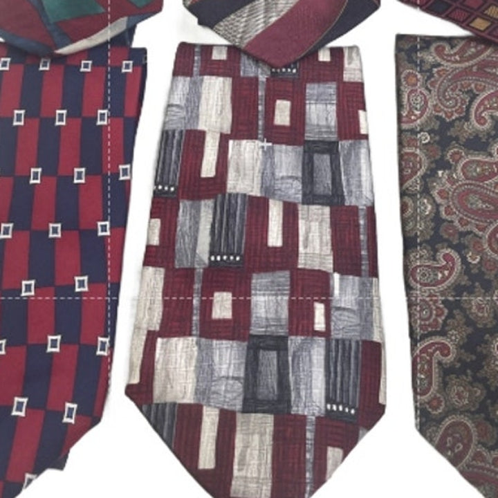 Lot of 6 Red Silver Blue Striped Paisley Vintage and Modern Mens Neck Ties