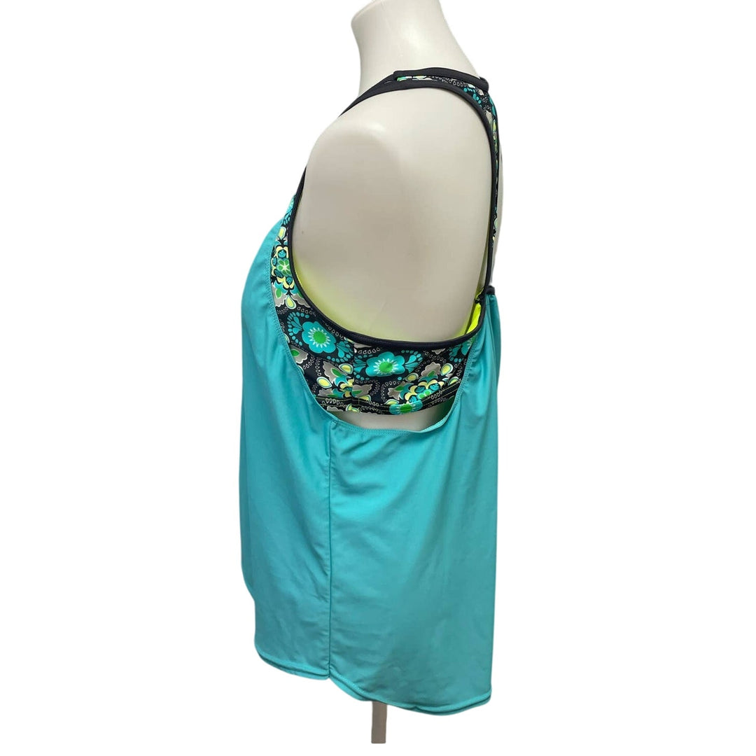 Womens XL Racerback Attached Flowy Nylon Blend Activewear Sports Bra Tank Top