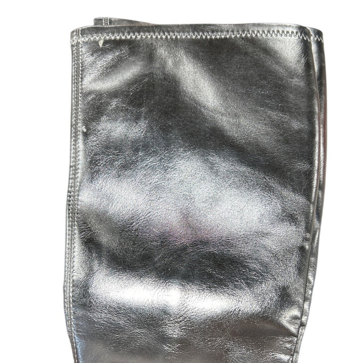 Dream Pairs Womens Size 8 Shiny Silver Zip 4" Platform Heel Knee High Gogo Boots