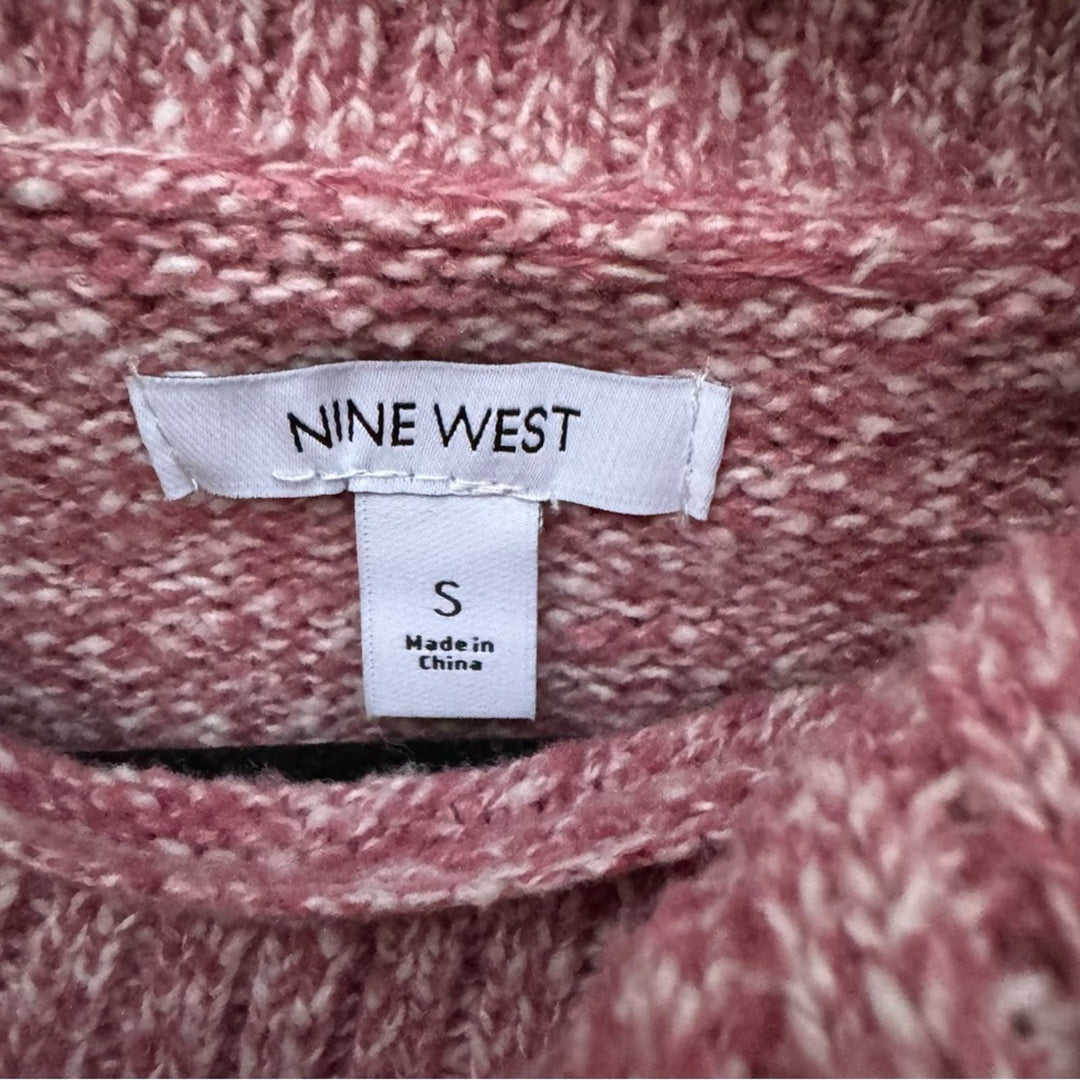 NWT New Nine West Womens Small Mauve Marled Cowl Neck Long Sleeve Knit Sweater