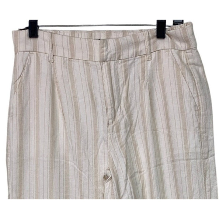 New American Eagle Womens Size 4 Striped High Rise Linen Trouser Wide Leg Pants