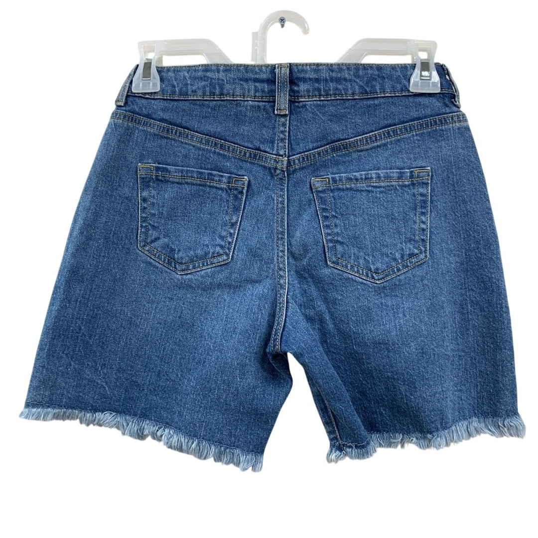 New Cat &amp; Jack Kids Large 10/12 Adjustable Waist Distressed Denim Jean Shorts