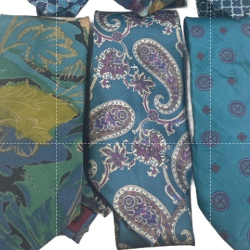 Lot of 6 Teal Blue Purple Striped Floral Vintage and Modern Mens Neck Ties