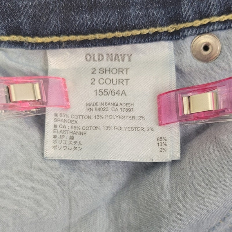 Old Navy Womens 2 Short The Flirt PolyCotton Spandex Factory Whiskered Jeans