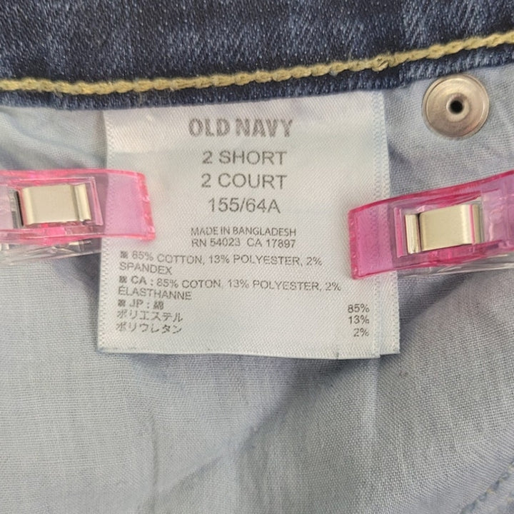 Old Navy Womens 2 Short The Flirt PolyCotton Spandex Factory Whiskered Jeans