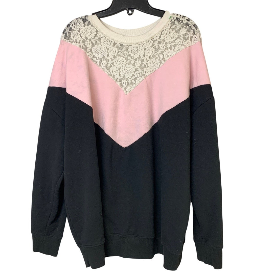 Torrid Super Soft Womens Size 1 (14-16) Lace Fleece Long Sleeve Sweatshirt