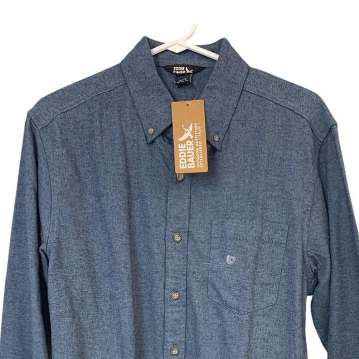 New Eddie Bauer Mens Small Blue Long Sleeve Eddies Field Flannel Button Up Shirt