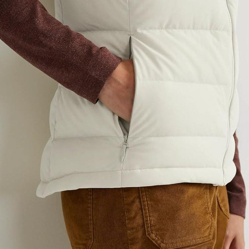 New Eddie Bauer Womens 3X Off White Vapour EB Stretch 650FP Zip Up Down Vest