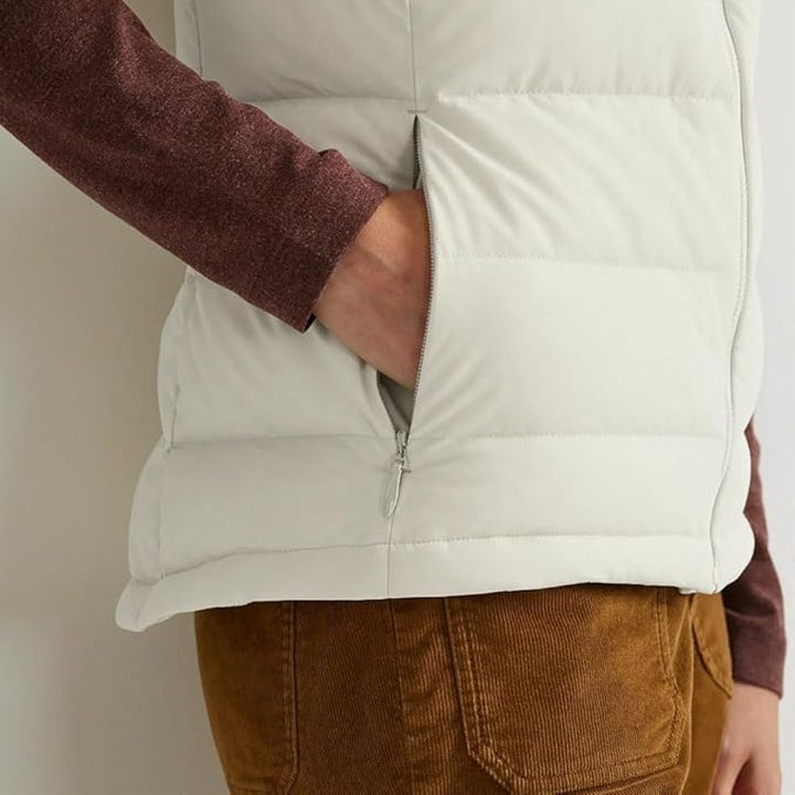 New Eddie Bauer Womens 3X Off White Vapour EB Stretch 650FP Zip Up Down Vest