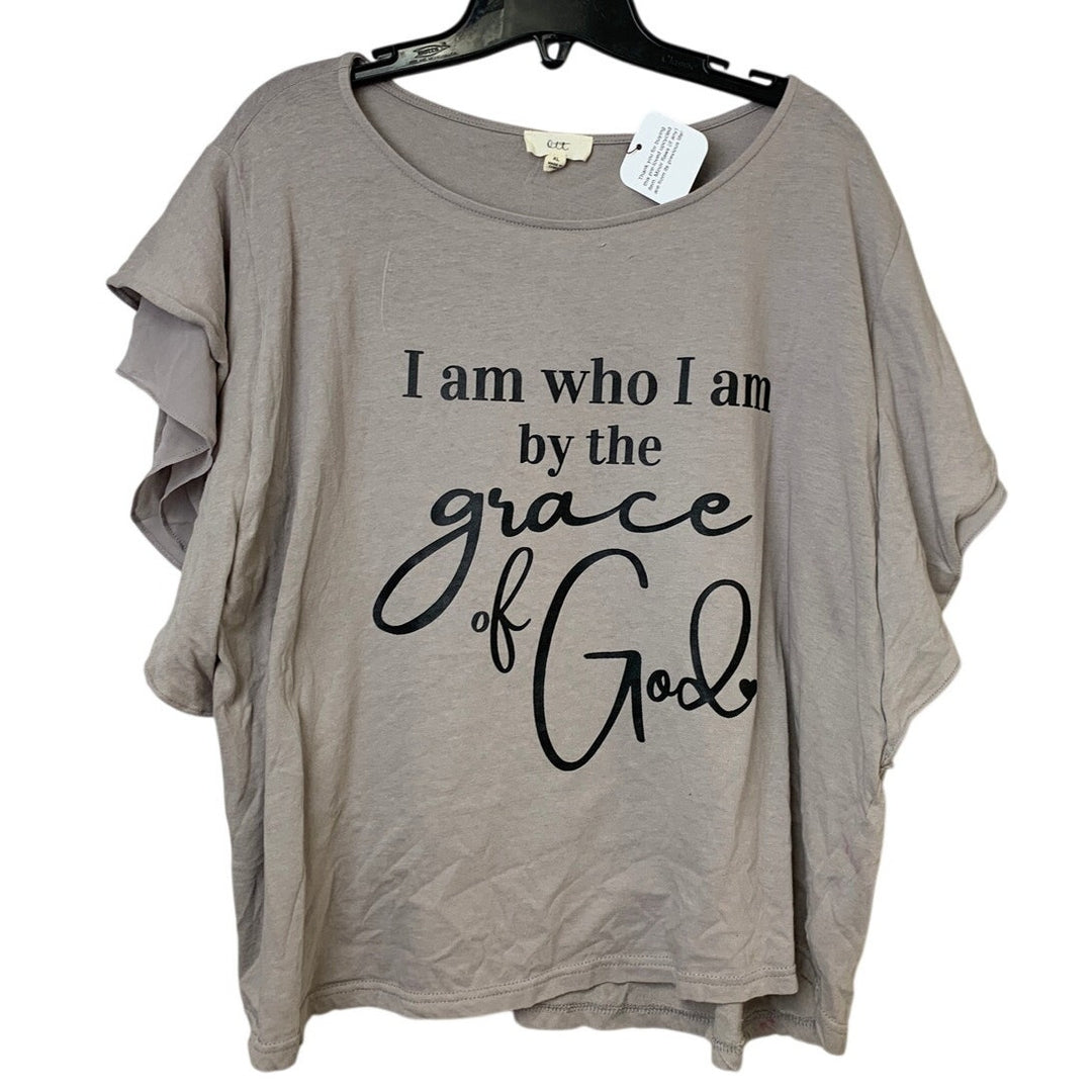 Upcycled Hand Printed Womens XL I Am Who I Am By The Grace of God Tee w Defect
