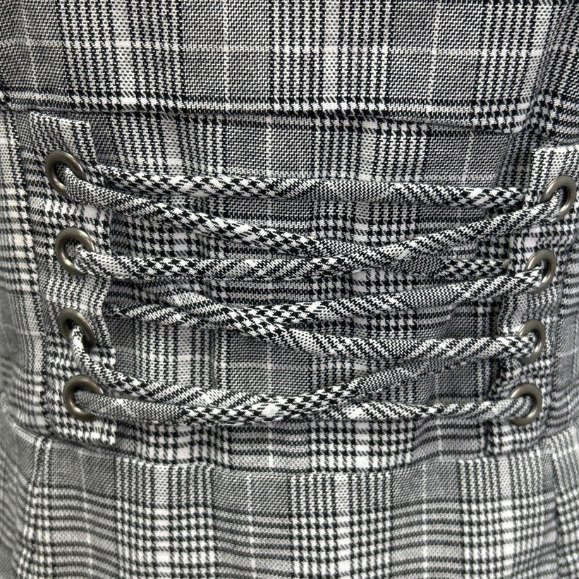 Wild Fable Womens Small Faux Corset Houndstooth Plaid Spaghetti Strap Dress