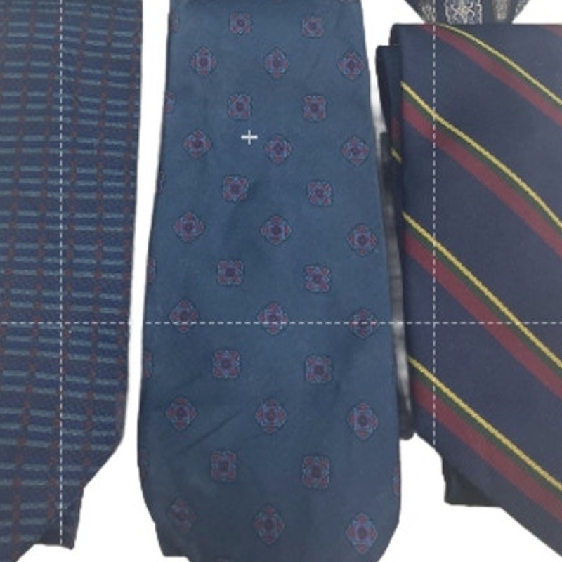 Lot of 6 Navy Gray Blue Striped Solid Vintage and Modern Mens Neck Ties
