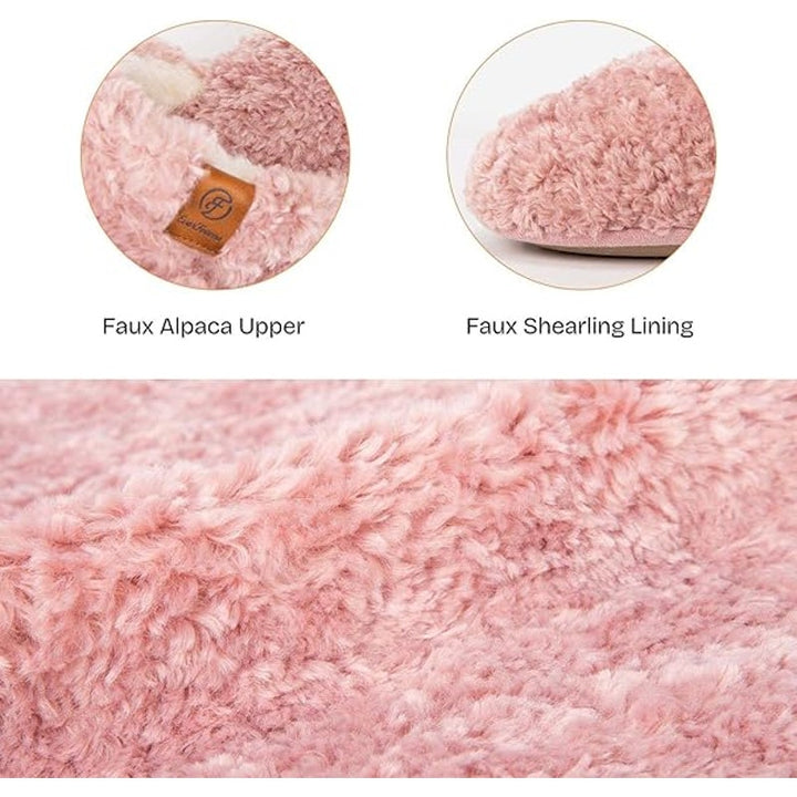 New EverFoams Womens Size 7/8 Pink Fuzzy Slide On Memory Foam House Slippers