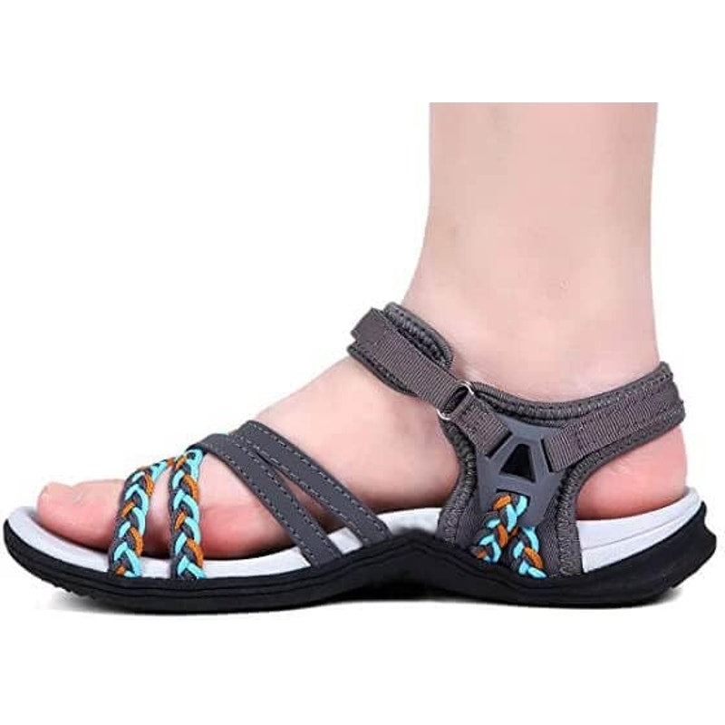 New Duinn Upfen Womens Size 6.5 Hook Loop Closure Black Hiking Sport Sandals