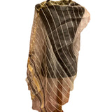 Handmade Upcycled Sari-Inspired Striped Yellow Sheer Fringed Wrap Shawl