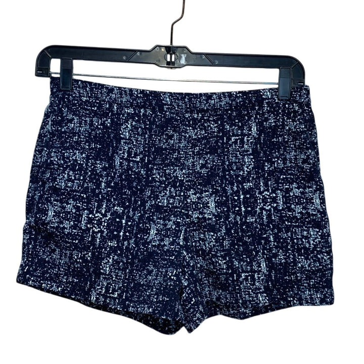 Kenar Size 8 Navy Blue White Polyester Blend Short Shorts w Side &amp; Back Pockets