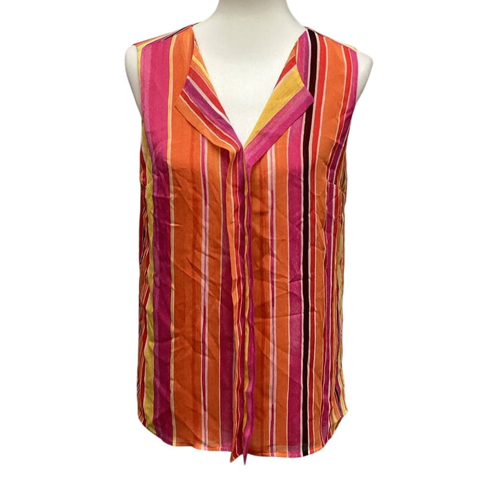 Jones New York Womens Size 6 Striped Sleeveless V-Neck 100% Polyester Blouse