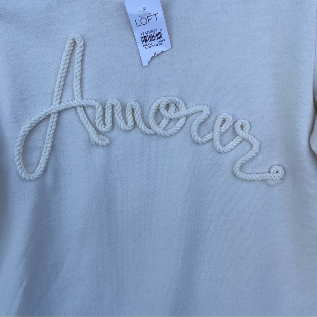 NWT New Loft Womens XS Cotton Blend Amour Long Sleeve Crew Neck Sweater