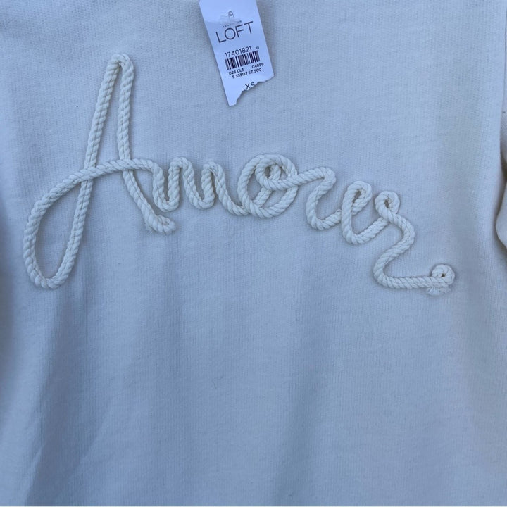 NWT New Loft Womens XS Cotton Blend Amour Long Sleeve Crew Neck Sweater