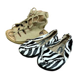 2 Pairs Just Buds Itzy Bitzy Girls Size 6 7 Zebra Shoes Faux Leather Sandals