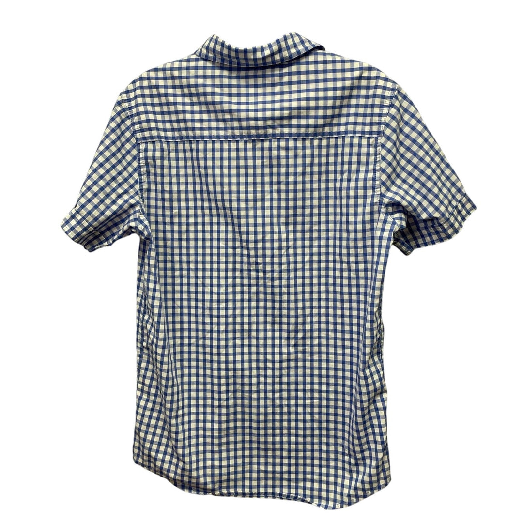 Nautica Boys XL (18/20) Short Sleeve White Blue Plaid Button Up Casual Shirt