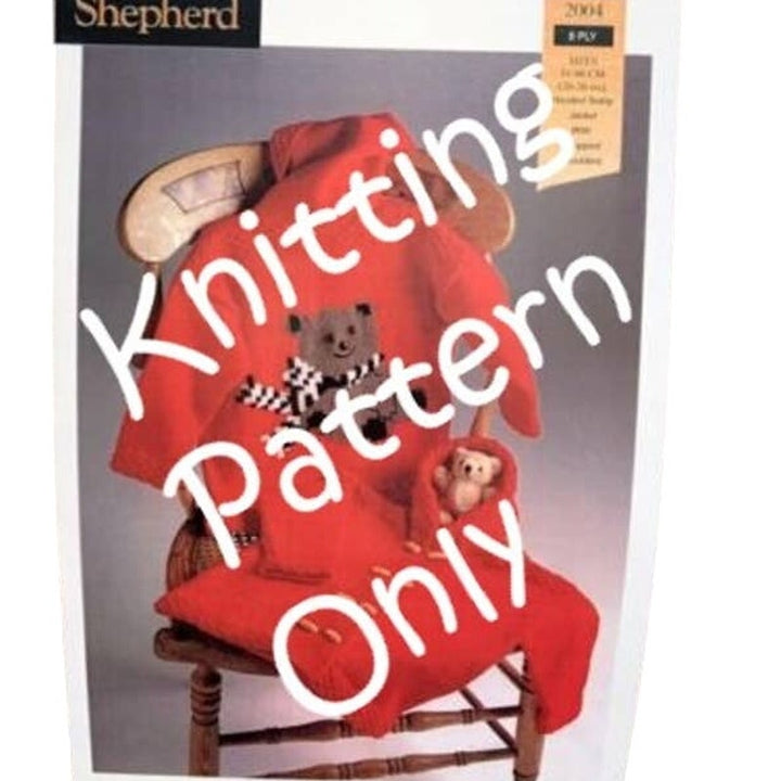 New Shepherd 2004 Hooded Teddy Jacket Drop Shoulder Sweater Knitting Pattern
