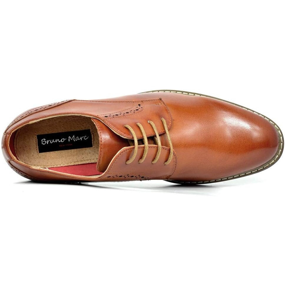 Bruno Marc Mens Size 10.5 Chestnut Brown Lace Up Soft Cap Toe Formal Dress Shoes