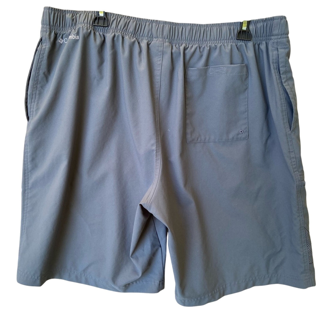 Columbia Mens XL 100% Polyester Elastic Belted Waist Gray Athletic Shorts