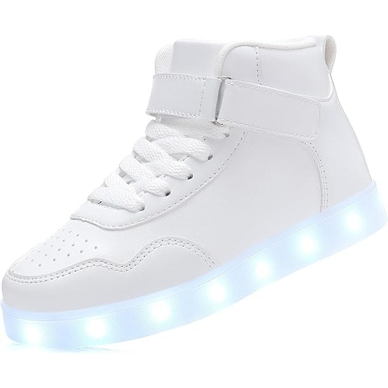 Aptesol Girl Size 6 White Rechargeable LED Light Up Adjustable Hook &amp; Loop Shoes