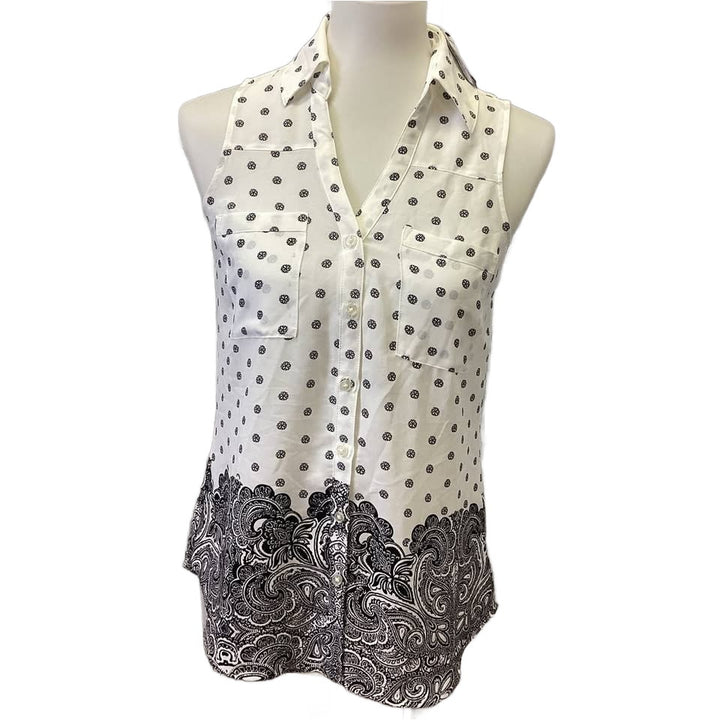 New Express XS The Portofino Shirt Sleeveless Button Down Polyester Collared Top