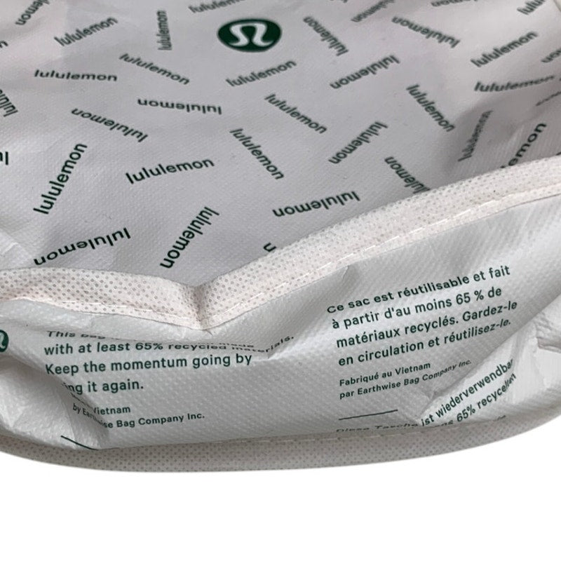 Lululemon Logo Snap Closure Double Handle Plastic Small Reuseable Tote Bag