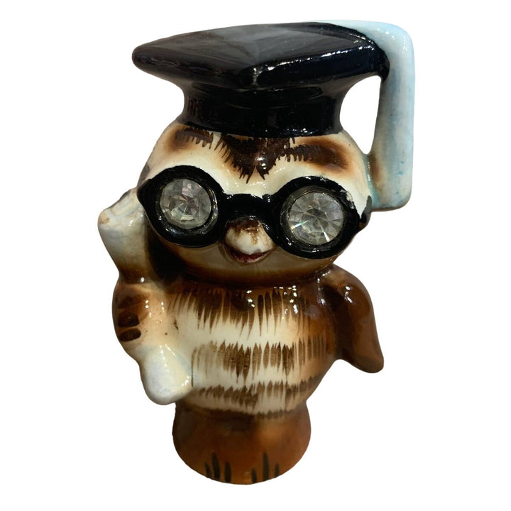 Vintage 1956 Leo Afton Ceramic Graduate Wise Owl Bird Salt Pepper Shaker Set