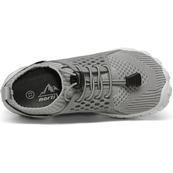 New Nortiv8 Little Boys 12 Gray Lace Up Barefoot Non Slip Aqua Socks Water Shoes