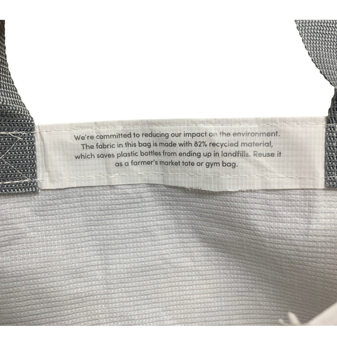 Athleta Recycled Plastic Silver White Reuseable Double Handle Shopper Tote Bag