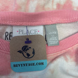 Hand Printed Upcycled Girls Large St Bernard Puppy Dog Front Tie Dye Sweatshirt