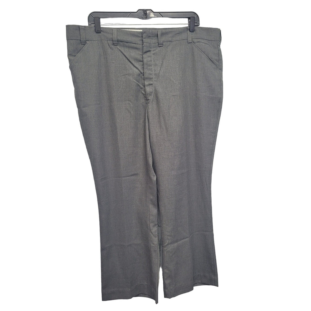 Mens 46X30 Gray Flat Front Multi Pocket Pants Hook Eye Closure Dress Pants