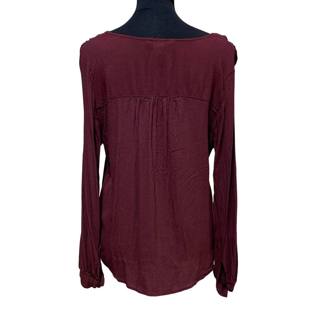 H&amp;M Size 12 Long Sleeve Button Down Hi Low Lightweight 100% Viscose Top Blouse