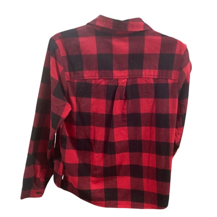 New Eddie Bauer Womens Red Black Plaid 100% Cotton Stines Favorite Flannel Shirt