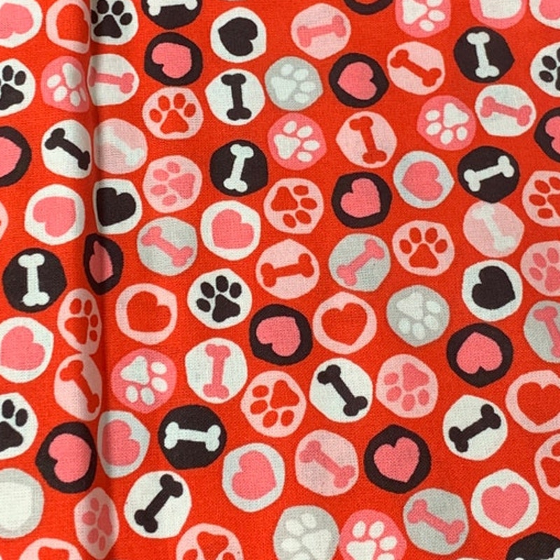 4 New Create It 18"X21" Valentine Puppy Dog Cotton Quilting Fabric Fat Quarter FQs