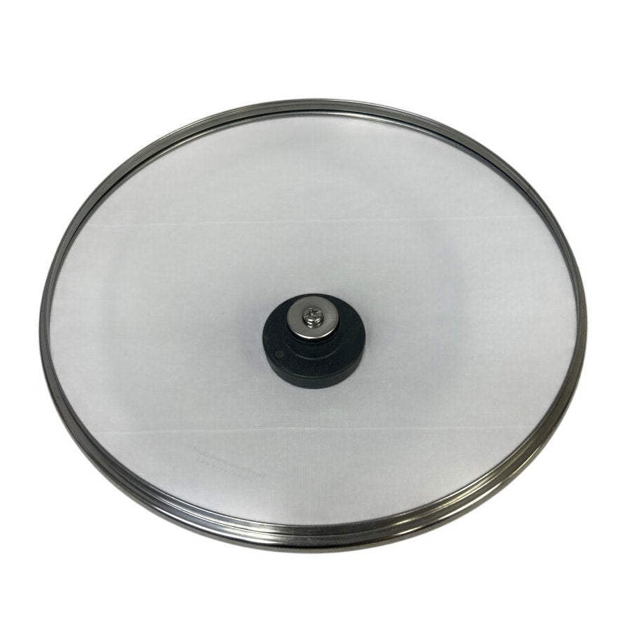 The Pampered Chef Professional Black 10" Round Handle Clear Glass Pot Lid