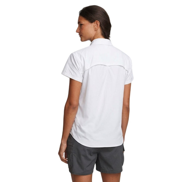 New Eddie Bauer Womens Medium White Ranier Ripstop Short Sleeve Button Up Shirt