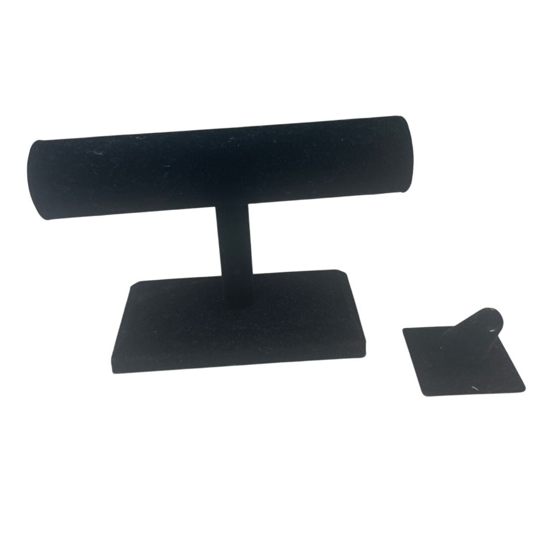 Set of 2 Black Velvet Ring and Bracelet Tabletop Jewelry Store Displays